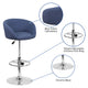 Blue Fabric |#| Blue Fabric Adjustable Height Barstool with Barrel Back and Chrome Base