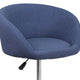Blue Fabric |#| Blue Fabric Adjustable Height Barstool with Barrel Back and Chrome Base