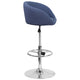 Blue Fabric |#| Blue Fabric Adjustable Height Barstool with Barrel Back and Chrome Base