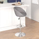 Gray Fabric |#| Gray Fabric Adjustable Height Barstool with Barrel Back and Chrome Base