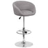 Contemporary Adjustable Height Barstool with Barrel Back and Chrome Base