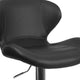 Black Vinyl |#| Contemporary Black Vinyl Adjustable Barstool with Curved Back & Chrome Base