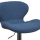 Blue Fabric |#| Contemporary Blue Fabric Adjustable Barstool with Curved Back & Chrome Base