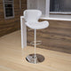 White Vinyl |#| Contemporary White Vinyl Adjustable Barstool with Curved Back & Chrome Base