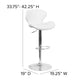 White Vinyl |#| Contemporary White Vinyl Adjustable Barstool with Curved Back & Chrome Base