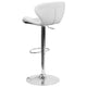 White Vinyl |#| Contemporary White Vinyl Adjustable Barstool with Curved Back & Chrome Base