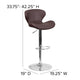 Brown Vinyl |#| Contemporary Brown Vinyl Adjustable Barstool with Curved Back & Chrome Base