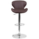 Brown Vinyl |#| Contemporary Brown Vinyl Adjustable Barstool with Curved Back & Chrome Base