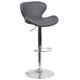 Gray Vinyl |#| Contemporary Gray Vinyl Adjustable Barstool with Curved Back & Chrome Base