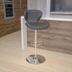 Gray Vinyl |#| Contemporary Gray Vinyl Adjustable Barstool with Curved Back & Chrome Base