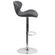 Gray Vinyl |#| Contemporary Gray Vinyl Adjustable Barstool with Curved Back & Chrome Base