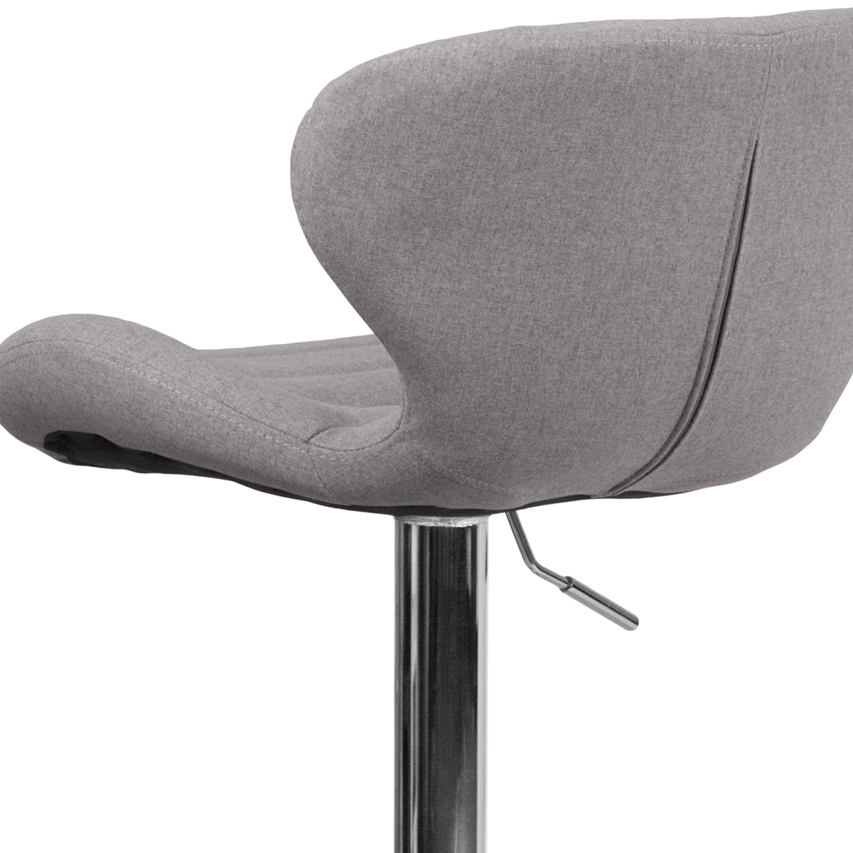 Gray Fabric |#| Contemporary Gray Fabric Adjustable Barstool with Curved Back & Chrome Base