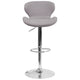 Gray Fabric |#| Contemporary Gray Fabric Adjustable Barstool with Curved Back & Chrome Base