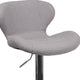 Gray Fabric |#| Contemporary Gray Fabric Adjustable Barstool with Curved Back & Chrome Base