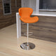 Orange Vinyl |#| Contemporary Orange Vinyl Adjustable Barstool with Curved Back & Chrome Base