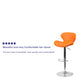 Orange Vinyl |#| Contemporary Orange Vinyl Adjustable Barstool with Curved Back & Chrome Base