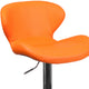 Orange Vinyl |#| Contemporary Orange Vinyl Adjustable Barstool with Curved Back & Chrome Base