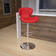 Red Vinyl |#| Contemporary Red Vinyl Adjustable Barstool with Curved Back & Chrome Base