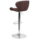 Brown Fabric |#| Contemporary Brown Fabric Adjustable Barstool with Curved Back & Chrome Base