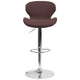 Brown Fabric |#| Contemporary Brown Fabric Adjustable Barstool with Curved Back & Chrome Base
