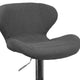 Charcoal Fabric |#| Contemporary Charcoal Fabric Adjustable Barstool with Curved Back & Chrome Base