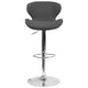 Charcoal Fabric |#| Contemporary Charcoal Fabric Adjustable Barstool with Curved Back & Chrome Base