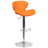 Contemporary Adjustable Height Barstool with Curved Back and Chrome Base