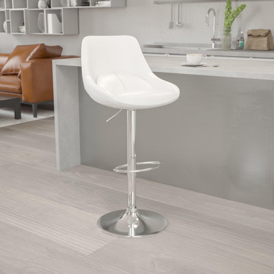 Contemporary Adjustable Height Gas Lift Swivel Bar Stool with Support Pillow - Kitchen Dining Stool - View 2