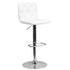 Contemporary Button Tufted Vinyl Adjustable Height Barstool with Chrome Base