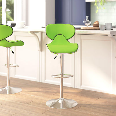 Contemporary Cozy Mid-Back Vinyl Adjustable Height Barstool with Chrome Base - View 2