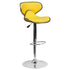 Contemporary Cozy Mid-Back Vinyl Adjustable Height Barstool with Chrome Base