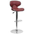 Contemporary Cozy Mid-Back Vinyl Adjustable Height Barstool with Chrome Base