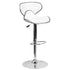 Contemporary Cozy Mid-Back Vinyl Adjustable Height Barstool with Chrome Base