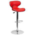 Contemporary Cozy Mid-Back Vinyl Adjustable Height Barstool with Chrome Base