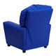 Blue Vinyl |#| Contemporary Blue Vinyl Kids Recliner with Cup Holder - Hardwood Frame