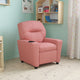 Pink Vinyl |#| Contemporary Pink Vinyl Kids Recliner with Cup Holder - Hardwood Frame