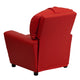 Red Vinyl |#| Contemporary Red Vinyl Kids Recliner with Cup Holder - Hardwood Frame