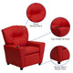 Red Vinyl |#| Contemporary Red Vinyl Kids Recliner with Cup Holder - Hardwood Frame