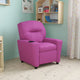 Hot Pink Vinyl |#| Contemporary Hot Pink Vinyl Kids Recliner with Cup Holder - Hardwood Frame