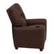 Brown LeatherSoft |#| Contemporary Brown LeatherSoft Kids Recliner with Cup Holder - Hardwood Frame