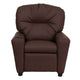 Brown LeatherSoft |#| Contemporary Brown LeatherSoft Kids Recliner with Cup Holder - Hardwood Frame