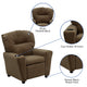 Brown Microfiber |#| Contemporary Brown Microfiber Kids Recliner with Cup Holder - Hardwood Frame