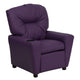 Purple Vinyl |#| Contemporary Purple Vinyl Kids Recliner with Cup Holder - Hardwood Frame