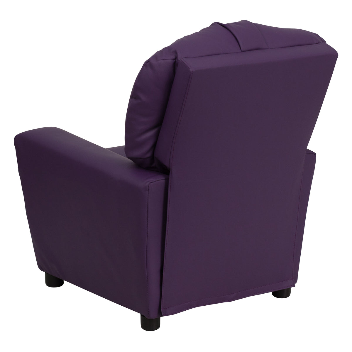 Purple Vinyl |#| Contemporary Purple Vinyl Kids Recliner with Cup Holder - Hardwood Frame