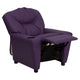 Purple Vinyl |#| Contemporary Purple Vinyl Kids Recliner with Cup Holder - Hardwood Frame