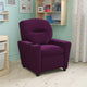 Purple Microfiber |#| Contemporary Purple Microfiber Kids Recliner with Cup Holder - Hardwood Frame