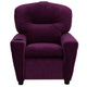 Purple Microfiber |#| Contemporary Purple Microfiber Kids Recliner with Cup Holder - Hardwood Frame