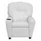 White Vinyl |#| Contemporary White Vinyl Kids Recliner with Cup Holder - Hardwood Frame