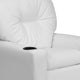 White Vinyl |#| Contemporary White Vinyl Kids Recliner with Cup Holder - Hardwood Frame