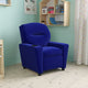 Blue Microfiber |#| Contemporary Blue Microfiber Kids Recliner with Cup Holder - Hardwood Frame